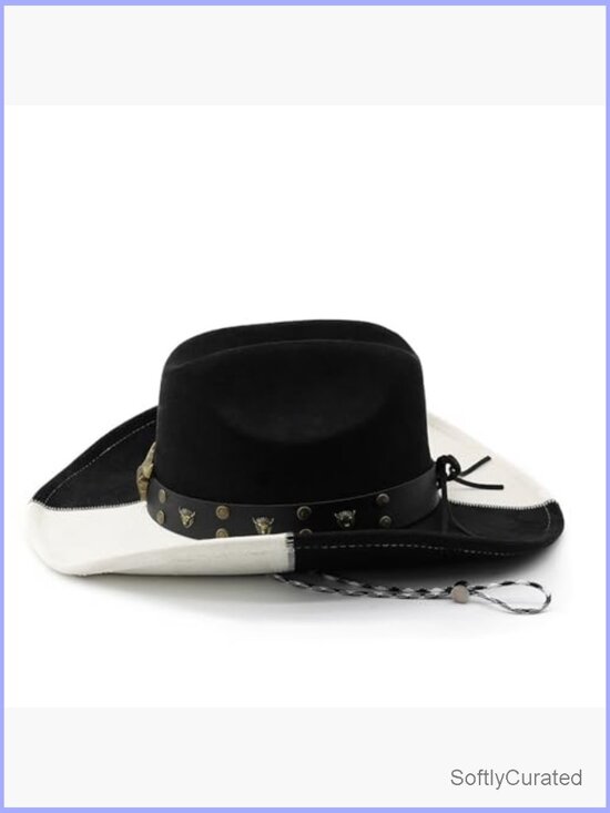 Wide Brim Cowboy Hat with Chinstrap Western Cowgirl Hat for Party